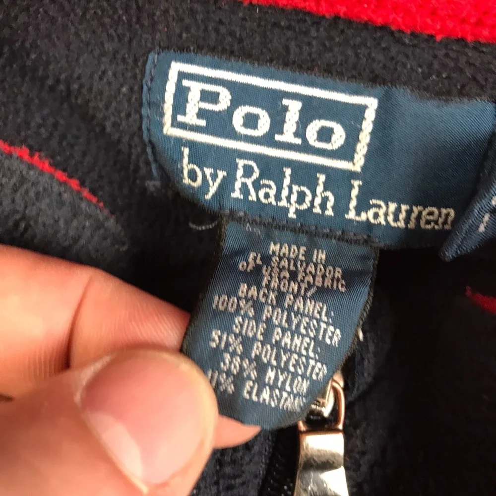 Polo Ralph Lauren Sweater Mens XLT Navy Fleece 1/4 Zip Pullover Vintage 90s Y2K